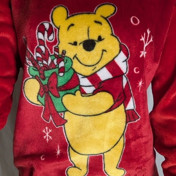 Disney Winnie the Pooh Christmas Holiday LS top size XL red yellow green - Picture 2 of 10